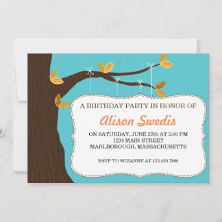 Invitación a fiesta de cumpleaños feliz árbol