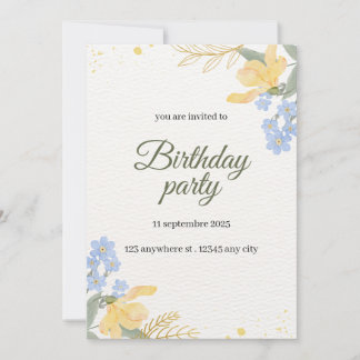 Invitación a fiesta de cumpleaños floral