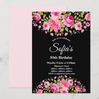 invitación a fiesta de cumpleaños floral de boho m