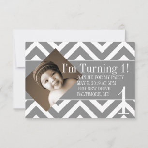 Invitación a fiesta de cumpleaños   Girar el Gris 