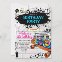 Invitación a fiesta de cumpleaños Hiphop 80s 90s