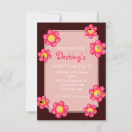 Invitación a fiesta de cumpleaños | Marrón flor su