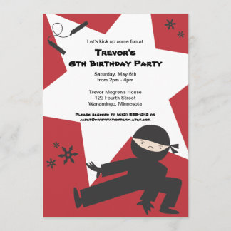 Invitación a fiesta de cumpleaños Ninja