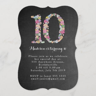 Invitación a fiesta de cumpleaños número 10 de los