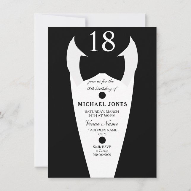 Invitación a fiesta de cumpleaños número 18 de Tux (Anverso)