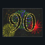 Invitación a fiesta de cumpleaños número 90<br><div class="desc">Un elegante fiesta de fuegos artificiales hace de esto una elegante invitación a una fiesta de cumpleaños número 90. Rellene los detalles para personalizar.</div>