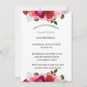 Invitación a fiesta de cumpleaños número 90 de Ros