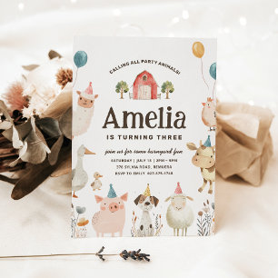 Invitación a fiesta de cumpleaños para animales de