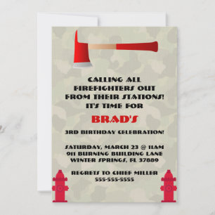 Invitación a fiesta de cumpleaños para bomberos