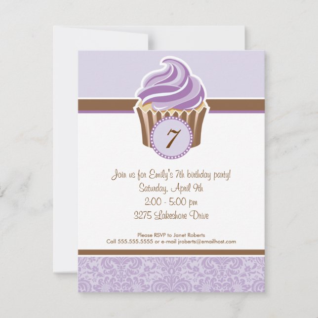 Invitación a fiesta de cumpleaños para el pastel L (Anverso)
