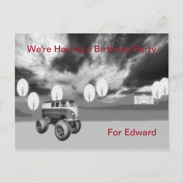 Invitación a fiesta de cumpleaños para hombre de 7 (Anverso)