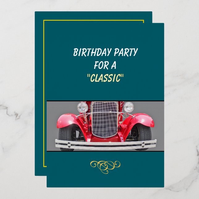 invitación a fiesta de cumpleaños para un Clásico  (Anverso/Reverso)