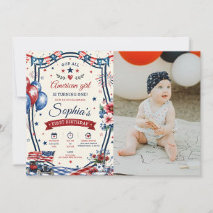 Invitación a fiesta de cumpleaños patriótica del 4
