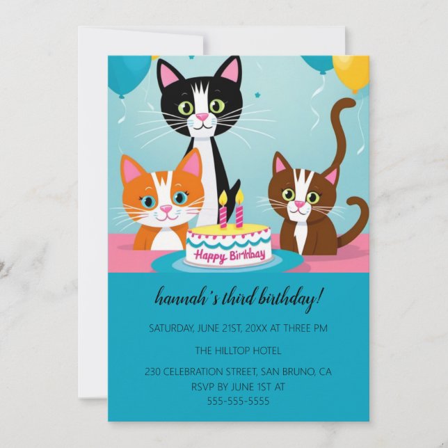 Invitación a fiesta de cumpleaños perfecta para lo (Anverso)