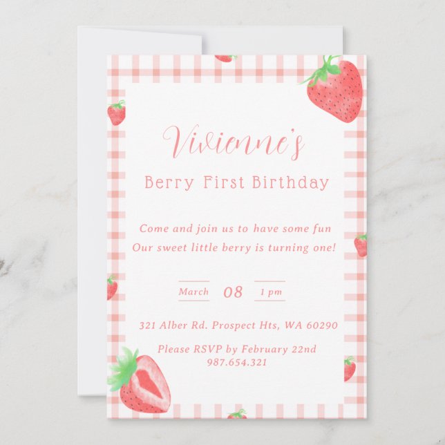 Invitación a fiesta de cumpleaños por primera vez  (Anverso)