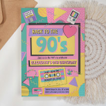 Invitación a fiesta de cumpleaños temática de 90'