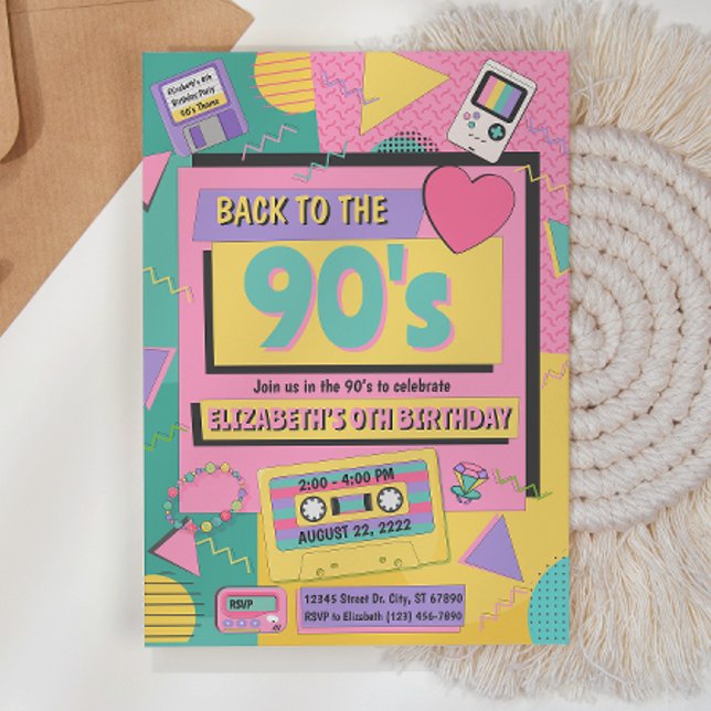 Invitación a fiesta de cumpleaños temática de 90' (Subido por el creador)