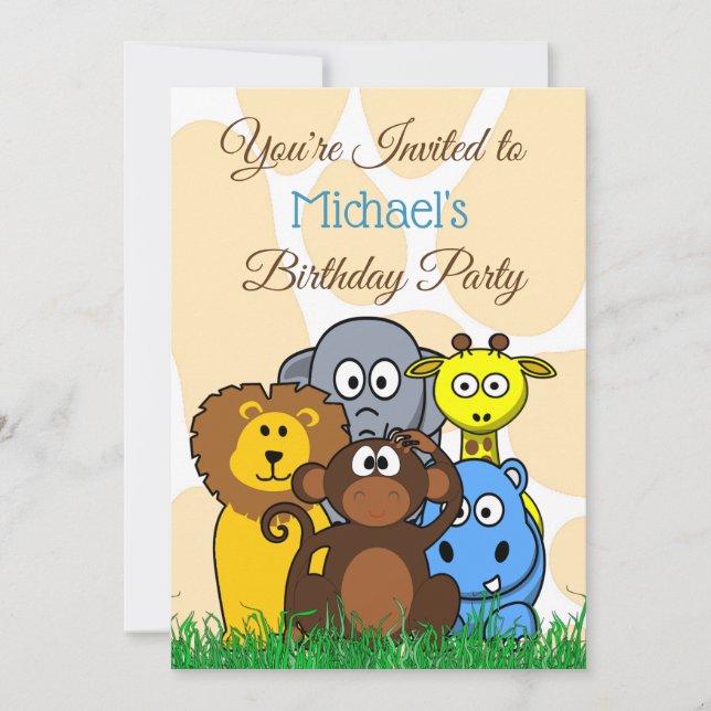Invitación a fiesta de cumpleaños temática de anim (Anverso)