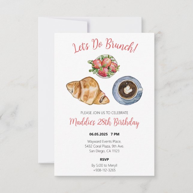 Invitación a fiesta de cumpleaños temática de Brun (Anverso)