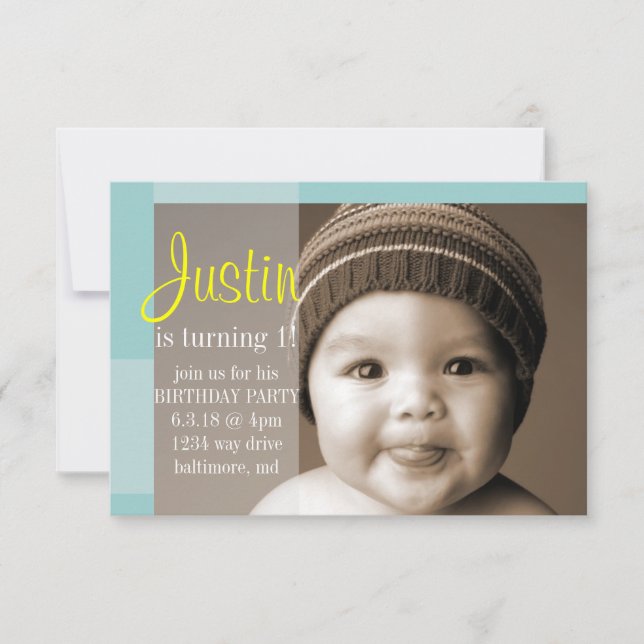 Invitación a fiesta de cumpleaños | Un segmento am (Anverso)