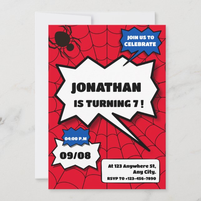 Invitación a fiesta de cumpleaños única (Anverso)