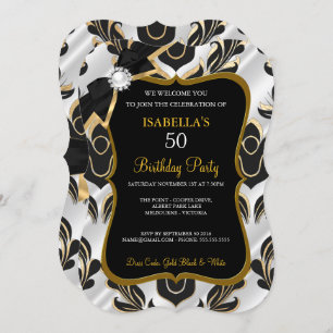 Invitación a Fiesta de Damasco Negro Elite White P