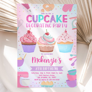 Invitación a Fiesta de Decoración de Cupcakes, Bak