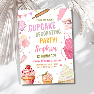 Invitación a Fiesta de Decoración de Cupcakes, Cum