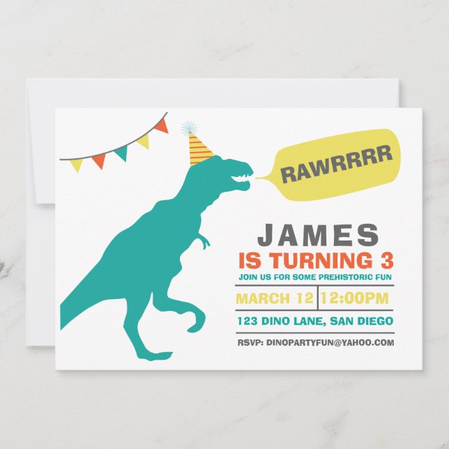 invitación a fiesta de dinosaurios (Anverso)