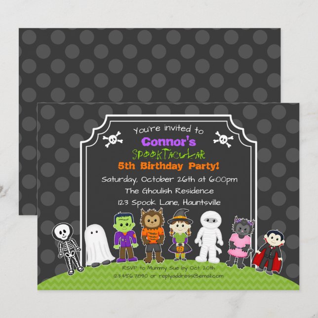 Invitación a fiesta de disfraces de cumpleaños de  (Anverso / Reverso)