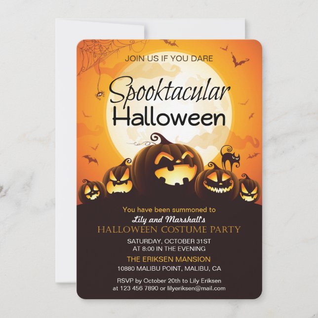 Invitación a fiesta de disfraces de Halloween en S (Anverso)