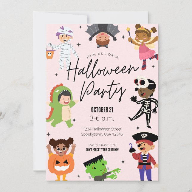 Invitación a fiesta de disfraces de Halloween para (Anverso)