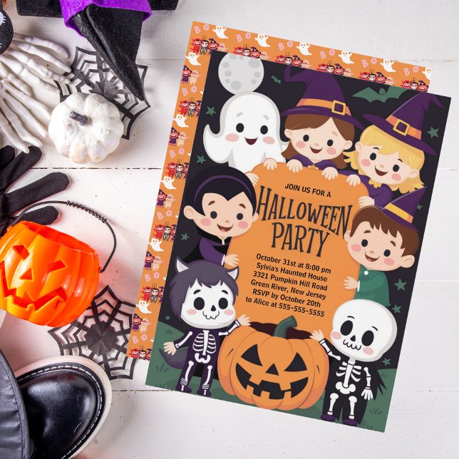 Invitación a fiesta de disfraces de Halloween para (Fun Halloween Costume Party for Kids.)