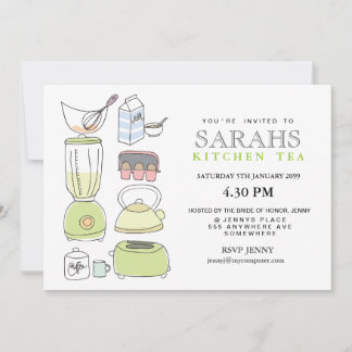 Invitación a Fiesta de ducha de novia de té de coc