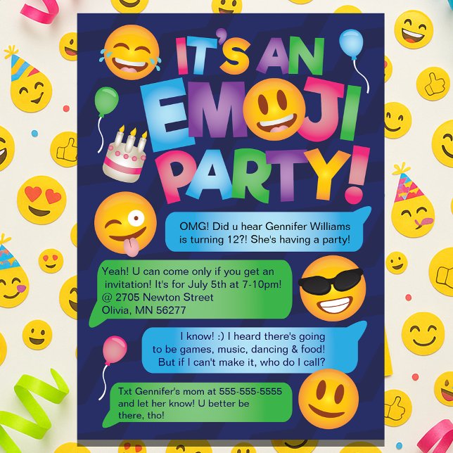 Invitación a fiesta de Emoji divertida (Fun Emoji Party Invitation
)