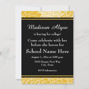 Invitación a Fiesta de escuela de floral negra de