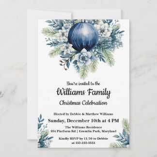 Invitación a fiesta de feriado de Blue Navidades B