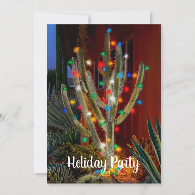 Invitación a fiesta de feriado de Cactus navidades (Anverso)