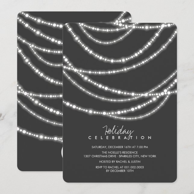 Invitación a fiesta de feriado de Moda de esparkle (Anverso / Reverso)