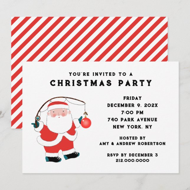 Invitación a fiesta de feriado de Navidades creati (Anverso / Reverso)