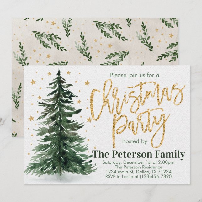 Invitación a fiesta de feriado de Navidades de pin (Anverso / Reverso)