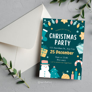 Invitación a fiesta de feriado de Navidades lúdico