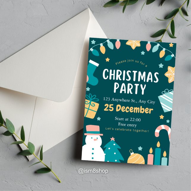 Invitación a fiesta de feriado de Navidades lúdico (Subido por el creador)