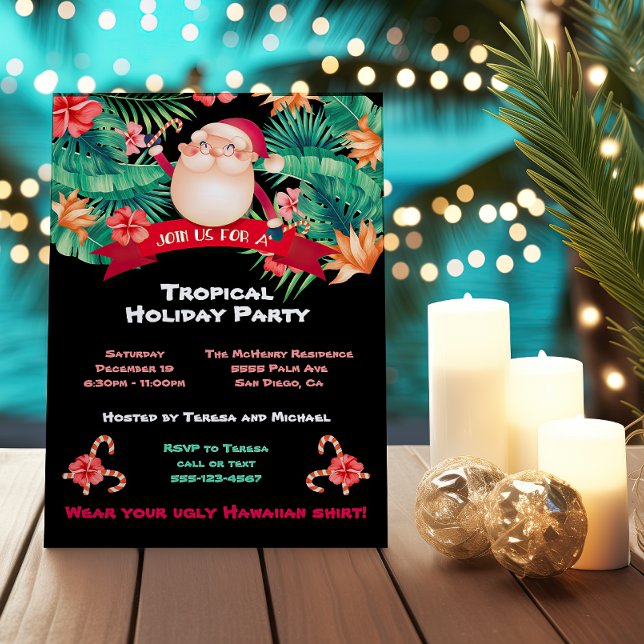 Invitación a fiesta de feriado de Navidades tropic (Subido por el creador)