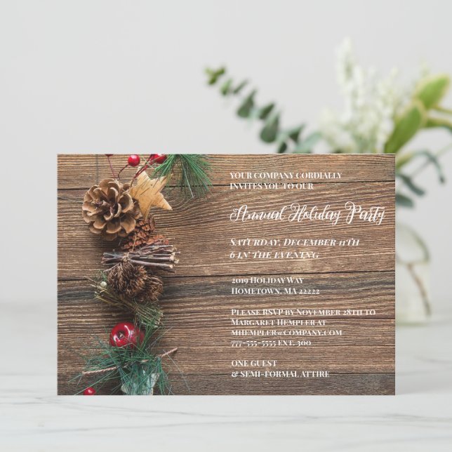 Invitación a fiesta de feriado de Pinecone (Anverso de pie)
