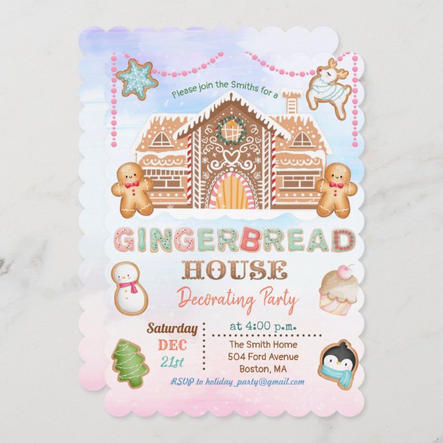 Invitación a fiesta de feriado en casa de Gingerbr (Anverso / Reverso)