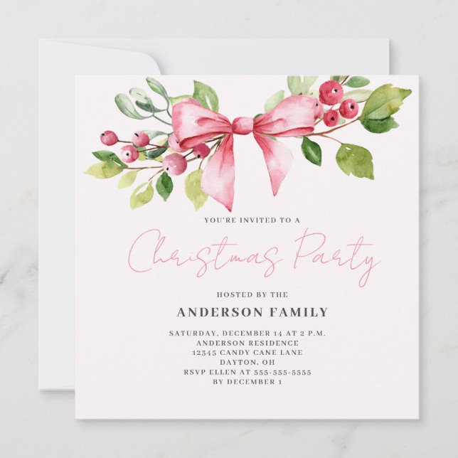 Invitación a fiesta de feriado para Navidades de B (Anverso)