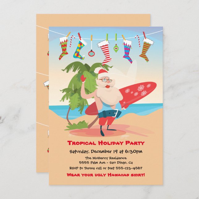 Invitación a fiesta de feriado para Navidades de l (Anverso / Reverso)