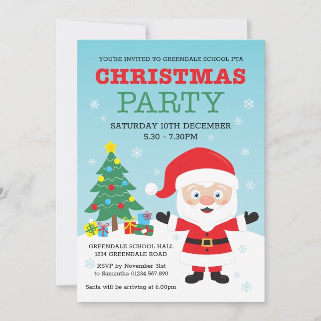 Invitación a fiesta de feriado para Navidades de n (Anverso)