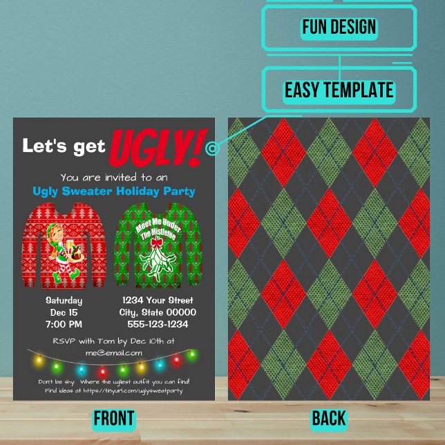 Invitación a fiesta de feriado por suéter feo (Please enjoy our design and see the others in the collection.)